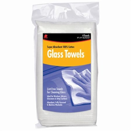 18 X 18 White Glass Towel, PK 4